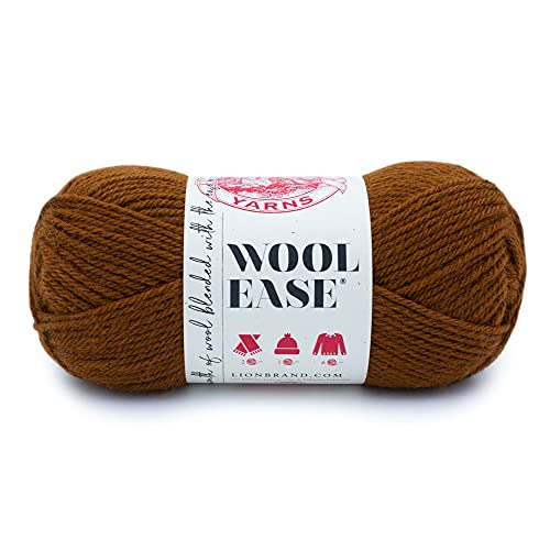 Image of Lion Brand Yarn Wool-Ease Yarn, Worsted-Weight Yarn for Knitting and Crocheting, 1 Pack, Umber