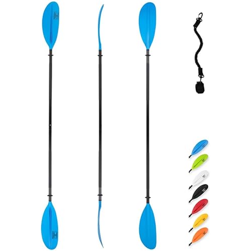OCEANBROAD Kayak Paddle 86in/218cm - 90.5in/230cm - 95in/241cm Alloy Shaft Kayaking Boating Canoeing Oar with Paddle Leash 1 Paddle