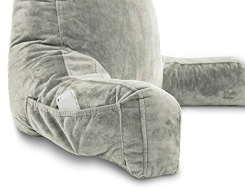 XXL Husband Pillow Desert Sage Backrest with Arms - Adult Reading Pillow Shredded Memory Foam, Ultra-Comfy Removable Microplush Cover & Detachable Neck Roll, Unmatched Support Bed Rest Sit Up Pillow - Thumbnail 6