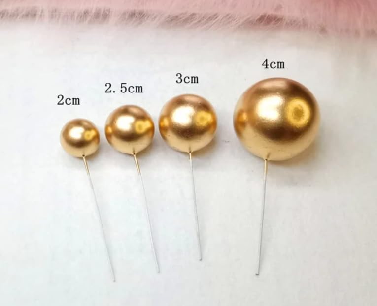 Image of Homebakers Mart Golden Faux Balls Topper For Cake Decoration | Pack Of 20pcs | GOLD | 4 sizes 2, 2.5, 3, 4 cm 5PC Each