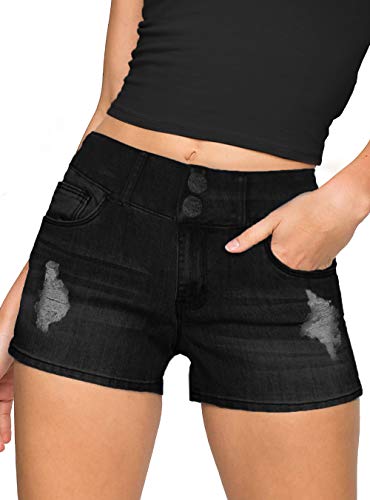 Women's Butt Lift V2 Super Comfy Stretch Denim Shorts SH43640 Black 13