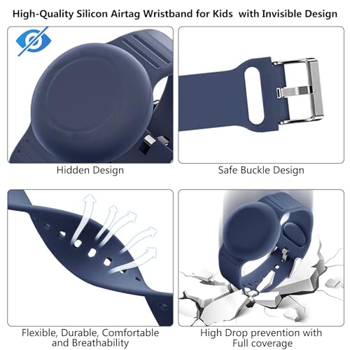 Image of Waterproof Airtag Bracelet for Kids,Hidden Airtag Wristband Kids,Anti-Lost Silicon Apple Airtag Holder Case for Toddler,Airtag Case Cover Watch Band GPS Tracker Case for Child-Black