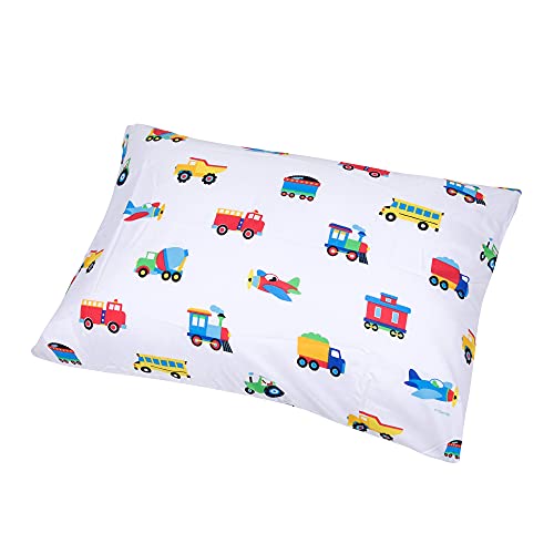 Wildkin Kids Microfiber Toddler Sheet Set For Boys And Girls, Bedding Sheet Set Includes Top Sheet, Fitted Sheet, And One Standard Pillow Case (Trains, Planes And Trucks) #TOP4
