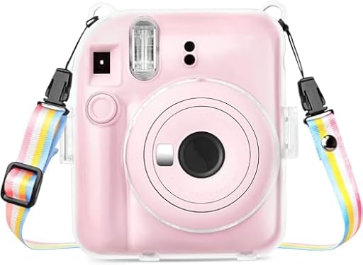 Rieibi Funda para Instax Mini 12 - Funda Transparente para cámara instantánea Fujifilm Instax Mini 12 - Estuche rígido de Transporte con Correa extraíble para el Hombro - Transparente | Ya disponible en tu tienda friki favorita! En mundofriki.es!