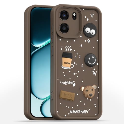 Image of Pikkme Back Cover for OnePlus Nord CE 6 5G | 3D Bear Silicone Cute & Fun Coffee Cartoon | Full Body Protection Bumper Case (Brown)