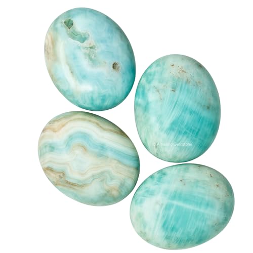 Image of Amazing Gemstone Caribbean Calcite Crystals and Healing Stones - Large Palm Stone Piedra for Good Luck, Balanced Positive Energy, Meditation - Unique Stocking Stuffers, Birthday Gifts