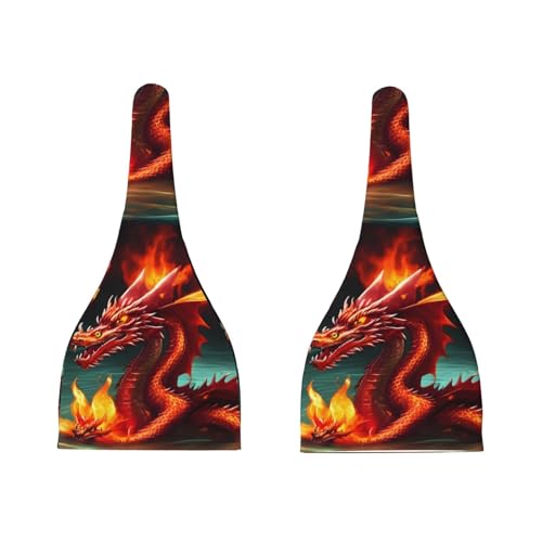 Newborn Baby Hat, Dragon King in Fire Print Soft Top Knot Beanie Cap, Cute Baby Headwear for 0-6 Months Black3