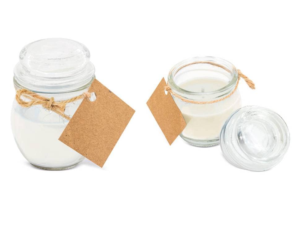 DISOK - Lote 25 Velas Aromáticas en Tarro de Cristal. Velas para poder regalar en bodas, bautizos y comuniones. Decoración con velas. (Blanco)