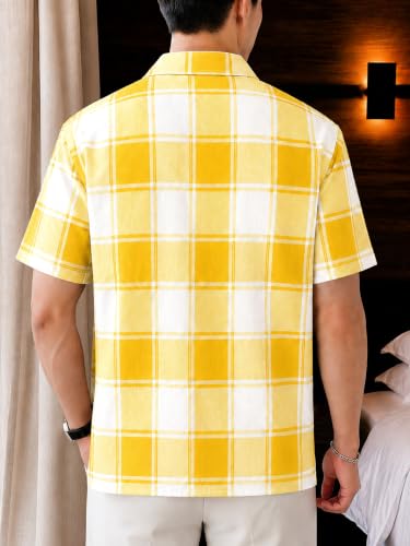 Image of Nobel Monk Men's Checkered Casual Shirt |Half Sleeve | Loose Fit |Stylish Shirt for Men