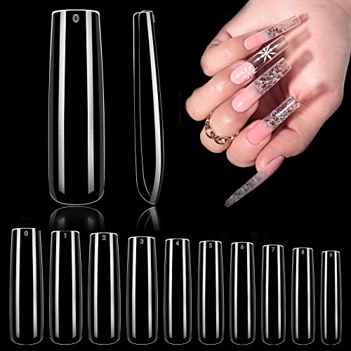 Square Nail Tips Full Cover - Infeling 300Pcs Long Square Gel Nail Tips No C Curve, Xxl Straight Tapered Square Press On Nails With Box For Nail Salons And Diy Nail Art, 10 Size #TOP4