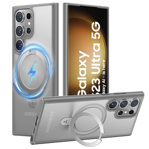 Image of Samsung S23 Ultra Magsafe Stand Case | Matte Design & 360 Protection | Military-Grade Samsung Galaxy S23 Ultra Cover | Ultra Premium - Gray