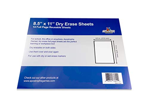 Dry Erase Home School Sheets - Reusable Full Page Cards (8.5" x 11")