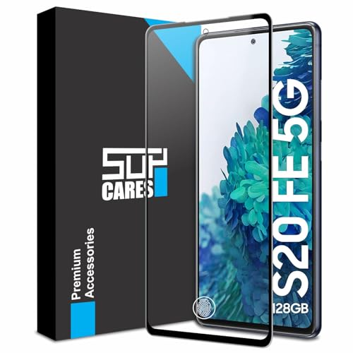 Image of SupCares Tempered Glass for Samsung Galaxy S20 FE (6.5 Inch) With Installation Kit | 9H Edge to Edge Screen Protector | Black