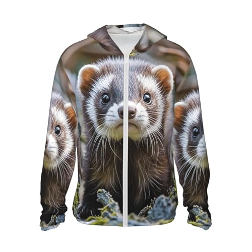 Women's UPF 50+ Sun Protection Hoodie Hairy Ferret Sun Shirt Long Sleeve Fishing Shirts for Men Jacket
