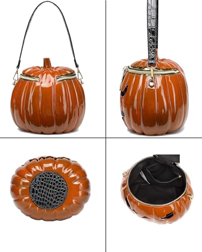 Women Pumpkin Shaped Crossbody Shoulder Bag Unique Weird PVC Handbag Novelty Halloween Pumpkin Purse2