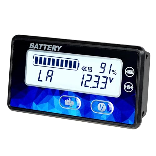 Runleader DC12V 24V 36V 48V Mini Battery Indicator Volt Meter for Lead Acid LiFePO4 Lithium Battery Powered Golf Cart Forklift Lawn Mower Scrubber Machine Motorhome etc.