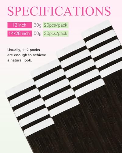Image of YoungSee Dark Brown Tape in Extensions Brown Invisible Tape in Hair Extensions Human Hair Can be Heat-Styled Tape ins Human Hair Extension for First-time Users 50g 16 Inch 20pcs