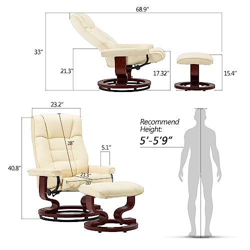 MCombo-Manual-Swivel-Recliner-with-Ottoman-Chair-Ottoman-Set-for-RV-Small-Spaces-Living-Room-Bedroom-Office-9019-Faux-Leather-Cream-White MCombo Manual Swivel Recliner with Ottoman Chair Ottoman Set for RV Small Spaces Living Room Bedroom Office 9019 Faux Leather Cream White