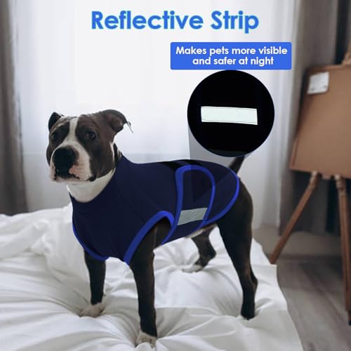 Image of MIGOHI Dog Anxiety Relief Coat,Comfort Anxiety Vest for Dogs,Adjustable Anxiety Calming Wrap for Fireworks,Travel, Separation, Dog Anxiety Jacket for Small Dogs,XS,NavyBlue