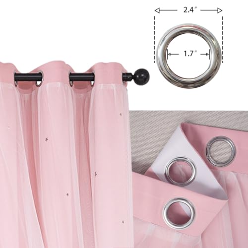 Image of Yancorp Curtains for Girls Bedroom Kids Room Rainbow Curtains Nursery Curtain 108 inches Length Grommet Rainbow Color Decor for Playroom,1 Panel (Ombre Pink, W52 X L84)