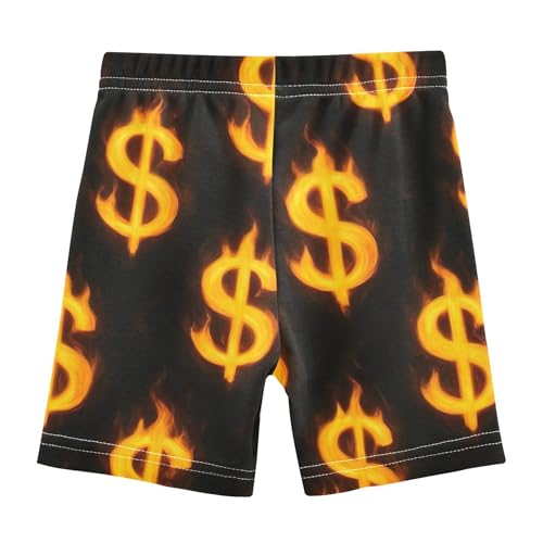 Girls Biker Shorts Toddlers Cotton Shorts for Under Dress Cute Yellow Dollar Signs Black Kids Clothes 4t2