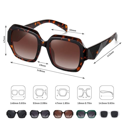 Image of Oversized Square Sunglasses for Women Trendy Polarized Sunglasses Retro Luxury big Large Sun Glasses UV400 FZN803