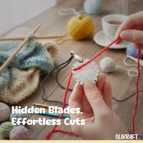 Image of Olikraft 4-Pack Yarn Cutter Pendant Set - Thread Cutter Tool, Ideal for Knitting & Crafting, Easy Grip, Compact Design, Crochet Gifts for Crocheters (Mixed Colors)