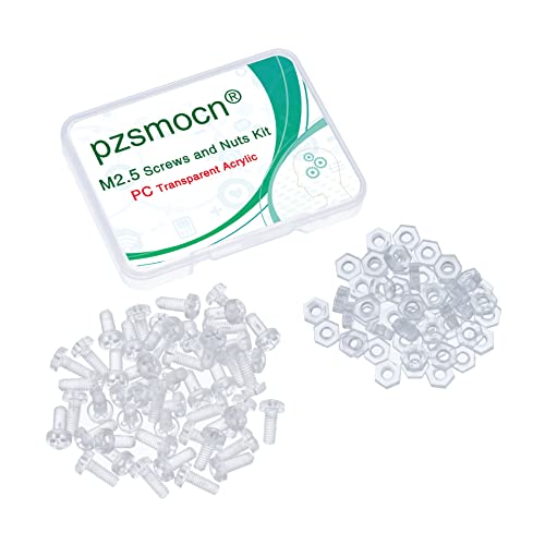 Pzsmocn 100 Pieces/50 Sets M2.5 * 6 mm PC Transparent Plastic Cross-recessed Round Head Screws and Hexagonal Nuts Kit