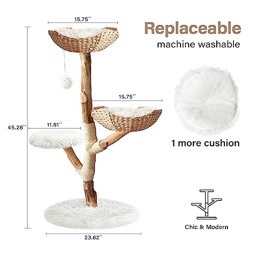 Injollylives Modern Cat Tree Tower, Wooden Cat Tower, Heavy Duty Cat Trees For Large Cats, Unique Handmade Aesthetic Cat Tree With Real Wood Branches, Luxury Boho Cat Furniture, For Cat Lovers, Large #TOP1