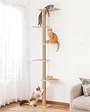 Aechonow 80inch Tall Cat Tree Wall Mount, 15.8in Big Perch Bed for Large Adult Cats, Adjustable Cat Tower Floor to Ceiling for Scratch, Climb, and Lookout