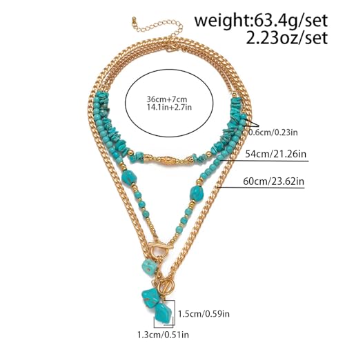 Collier turquoise géométrique perlé ajustable pour sublimer tous les décolletés