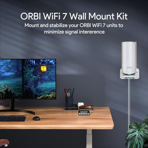 Image of SURVADV Wall Mount Holder for Netgear Orbi WiFi 7 Router, 1-Pack | Fits Orbi 970 870 770 Series & Nighthawk WiFi 7 Mesh System, Secure Router Shelf to Save Space & Boost Signal (RBEWMB-10000S)