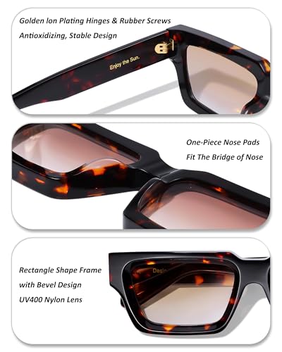 Image of Roneyee Rectangle Sunglasses Men Women Trendy Retro Sunglass UV Protection Fashion Acetate Stylish Square
