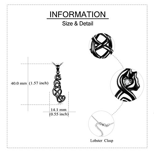 ONEFINITY Sterling Silver Cat Necklace Celtic Knot Viking Jewelry Crazy Cat Lady Gifts for Cat Lover for Women Her3