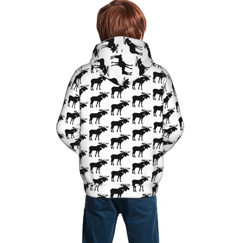 Moose Boy, Girls Sports Shirt Youth Pullover Fashion Hooded Sweatshirt2