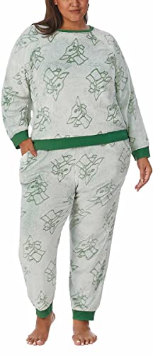 Star Wars The Mandalorian Womens 2-Piece Fleece Jogger Lounge Set (Large, The Child Green) #TOP5