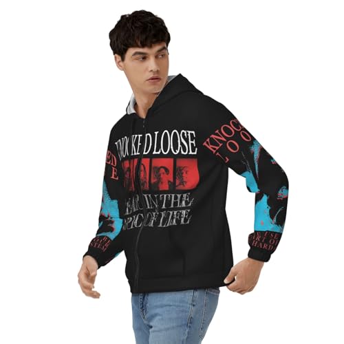 Knocked Music Loose Men's Casual Zipper Hoodie Pullover Hooded Long Sleeve Sweatshirt with Big Pockets3