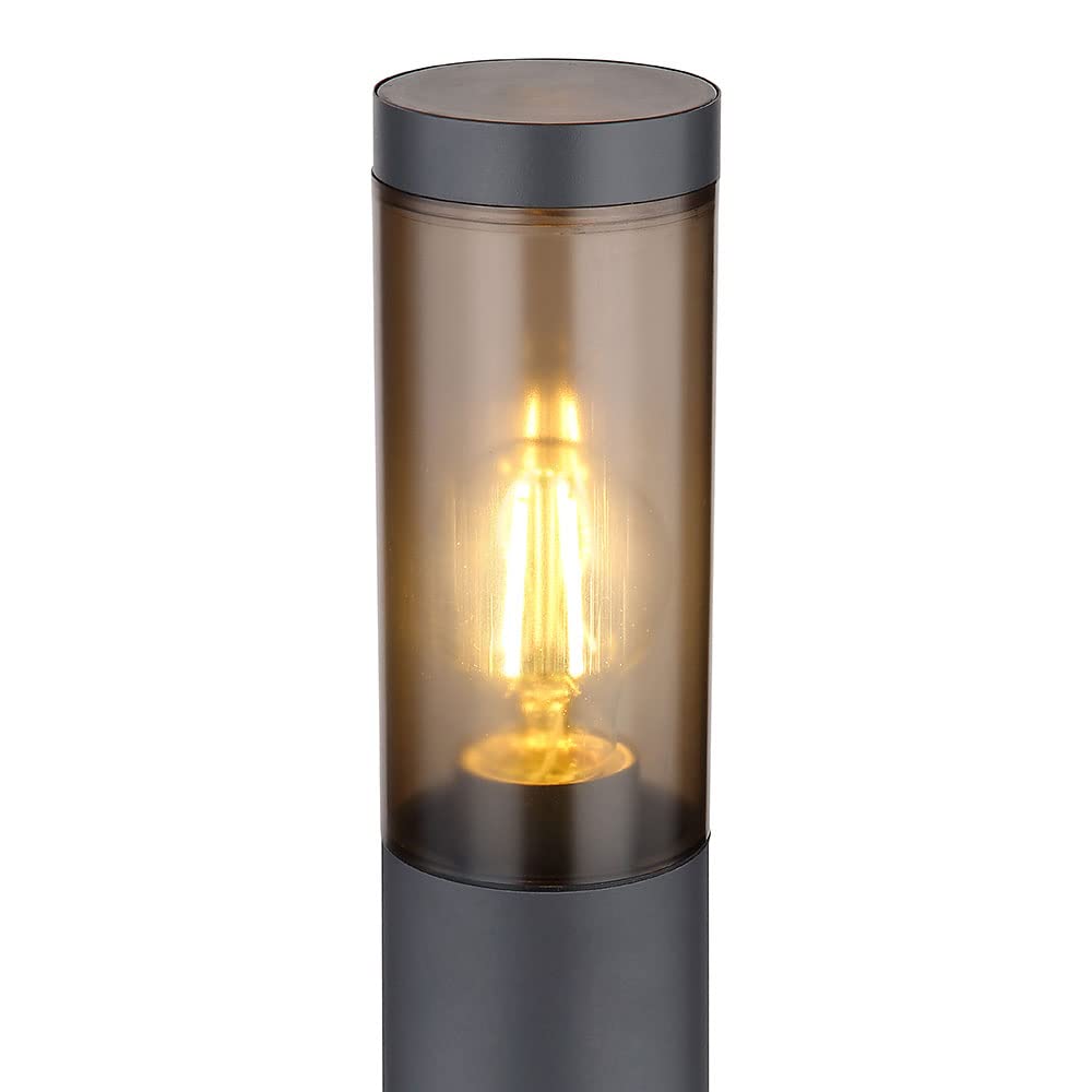 LED Standleuchte Außenbeleuchtung Sockelleuchte rauch anthrazit Außen Garten Stehlampe, Edelstahl Kunststoff, 1x 7W 630Lm warmweiß, DxH 7,6x80 cm, 3er Set