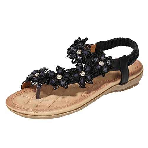 SHOBDW Sandalias Cómodas Elegantes Y Versátiles Cierre En Tobillo Mujer Accesorios Tacón Chanclas Flip Flor Verano De Zapatos Para Caminar Piscina Talla 43 Shoes For Women Cerradas 41 Negro 37
