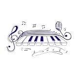  Autocollant mural en vinyle pour musique, musique classique, piano, jazz, blues, microphone, autocollants muraux pour la maison-S-31x57cm-Dark Blue
