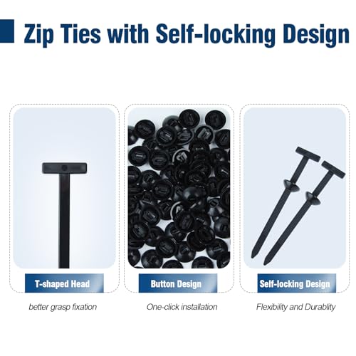 50 PCS Nylon Universal Cable Tie Buckle, Multi-Functional Black Zip Ties with Pin & Button, Snap-Fit Nylon Fastening Clip for Car Repairs,Home,Garden,Workshop - image 5