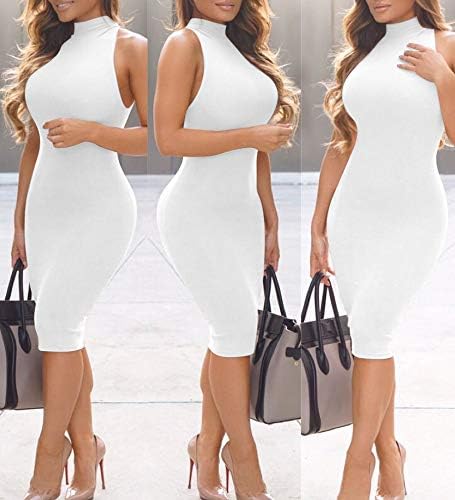 GOBLES Women's Sexy Halter High Neck Elegant Sleeveless Bodycon Midi Club Dress - Image 5