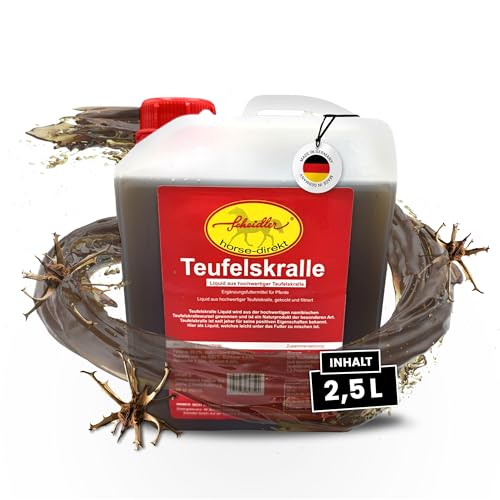 Scheidler horse-direkt Teufelskralle Liquid für Pferde 2500ml – Flüssiger Booster für Pferdefutter – 100% Natürliches Ergänzungsfutter – Alternativ zu Teufelskralle Pulver/Pellets -