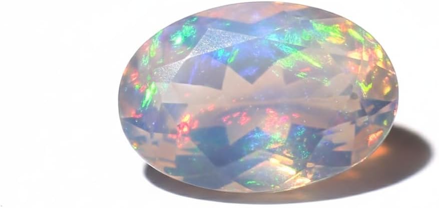 1.75 Carat Natural Black Opal Stone Faceted Oval Cut October Birthstone Loose Gemstone for Jewelry Making, 10.5 X 7.5 MM Stone Ideal for Pendant Necklace, Ring & DIY Crafts