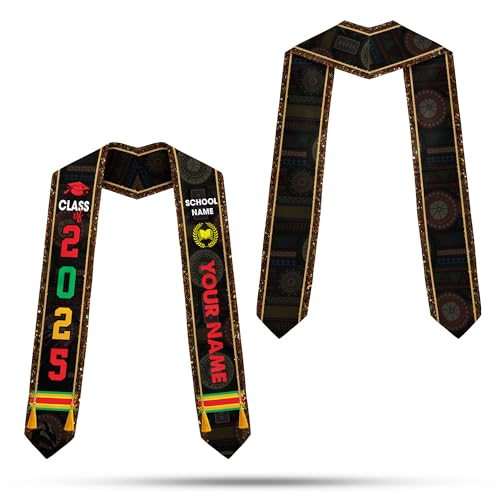 Custom African American Graduation Stole,Personalized Kente Graduation Sash,Class of 2025 African Graduation Stole S277