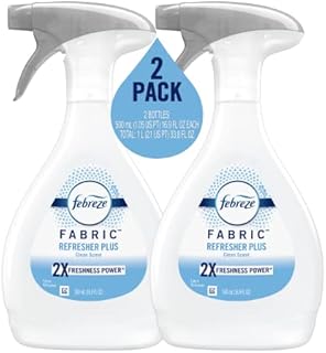 Febreze Fabric Spray, Odor Eliminator For Strong Odor, Refresher Spray PLUS With Clean Scent, 16.9 Oz (2 Count)