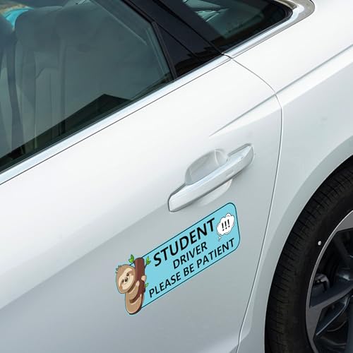 Image of 4Pcs Sloth Newbie Magnetic Student Driver Funny Car Sticker, Beginner Magnet Supplies for Car Student Driver Sign, Lovely New Driver Sticker Supplies Suitable for Keeping a Safe Distance on The Road