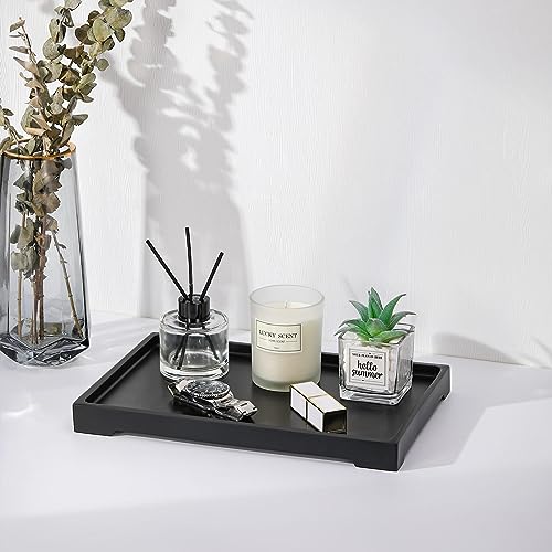 Image of Luxspire Vanity Tray, Bathroom Tray Toilet Tank Storage Tray, Resin Kitchen Sink Trays, Vanity Countertop Organizer for Candles Soap Towel Perfume Holder Dish Decorative Serving Trays -Large- Black