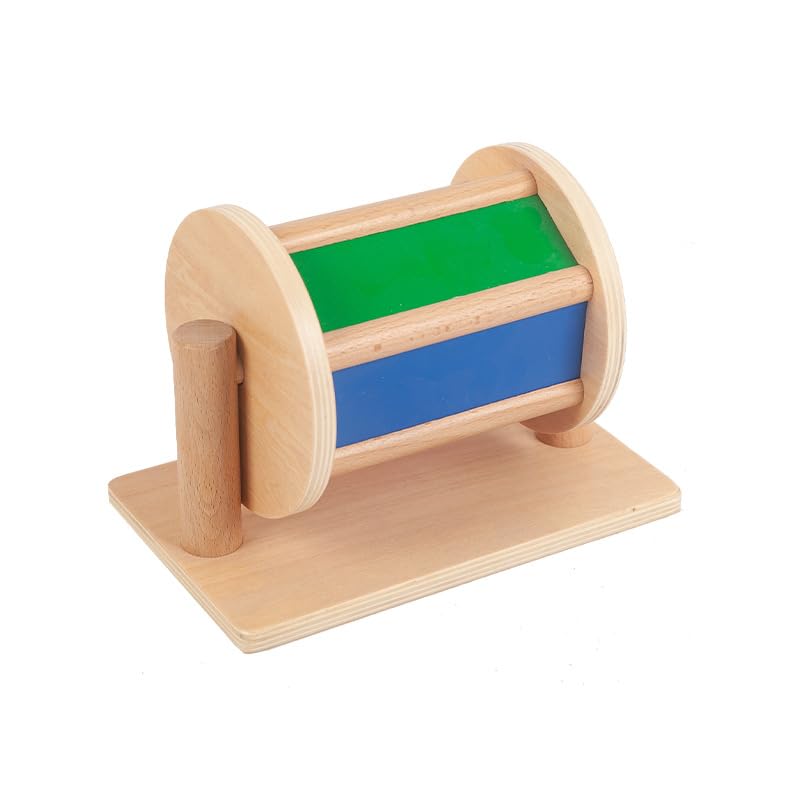YATOSEEN Spinning Drum Toy, Wooden Montessori Toys for Kids, Sensory Toys, Spinning Rainbow Color Toy with Mirror and Bell, Montessori Learning & Education Toys for Early Development,Boys Girls Gift