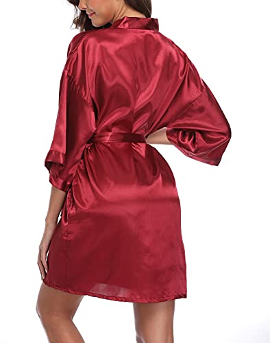Image of Women's Pure Short Silky Robes Bridesmaid Bride Party Satin Robes Sleepwear
